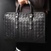 JIABV Men's Bag Genuine Leather Briefcase Bags Handbags Mens Laptop Woven Calf skin 2020 New Business Quality1230K