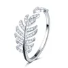 ANELLO con piuma a foglia di diamante CZ in vero argento sterling 925 con LOGO e scatola originale Gioielli in stile anello di fidanzamento con anello nuziale per Wom4056020