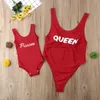 Women Girls Family Matching Swimwear Kids Baby Girl Sleeveless Bodysuit Princess Queen Onepiece Swimsuit Bathing Beachwear2603551