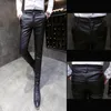 2019 New Autumn Men LeatherPants Faux Leather Pants Men Fashion CasuareBlack Ounles Male Slim Fit Zipper