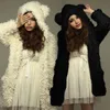 Autumn Winter Women Warm Furry Coats Fashion Cute Bear Ear Plush Thick Hooded Black White Coat Jackets Outerwear 6Q2458