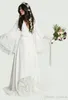 Strandhochzeitskleider Plus Size Chic Boho Bohemian Lange Glockenärmel Spitze Blume Brautkleider Hippie Günstige Hochzeitskleid Vestidos De Novia