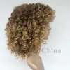 Top capelli Cina Parrucca bionda Ombre brasiliana Afro crespi ricci come parrucche di capelli umani per donne nere Parrucca piena senza colla con botto in stock