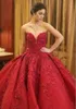 2020 New Luxury Ball Gown Red Wedding Dresses Lace Top quality Beaded Sweetheart Sweep Train Gothic Wedding Dress Civil vestido de novia