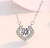 Elegant Heart Shaped Pendant Real 925 Sterling Silver CZ Diamond Necklace Jewelry with Free Gift Box for Women Wholesale