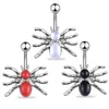 Sexy Spider Insect Wasit Belly Dance Crystal Body Sieraden Roestvrij staal Rhinestone Navel Bell Button Piercing Dangle Ringen voor Vrouwen