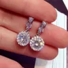 Sparkling Luxury Jewelry 925 Sterling Silver Round Cut White 5A Cubic Zirconia Party Women Wedding Drop Dangle Earring For Lovers' Gift