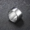 Classic 316L Stainless Steel Black Gold Silver Square Ring New Brand Men Width Polished Finger Rings Alloy Punk Jewelry Gift Size 239B