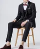Yeni Siyah Glen Ekose Düğün Damat Smokin Geri Vent İki Düğme Notch Yaka Groomsmen Erkekler Balo Blazer Suits (Ceket + Pantolon + Yelek + Yay)