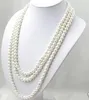 Long 80 inches 7-8MM white AKOYA cultured pearl necklace