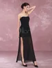 Strapless Chiffon Party Prom Dresses Spring Summer Sexy Black Women Elegant High Slit Sequins Long Evening Gowns Dresses