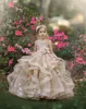 Cute Flower Girl Dresses Jewel Neck Lace Appliques Tiered Skirts Girls Pageant Dress A Line Kids Birthday Gowns