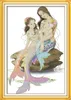 The little mermaid and her mother decor painting ,Handmade Cross Stitch Embroidery Needlework sets counted print on canvas DMC 14CT /11CT