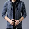 Men's Sweaters Winter Korean Style Fashion Men Long Sleeve Fur Lining Zipper Casual Coats Male Sweatercoat Slim Fit Warm Outwear Plus Size