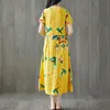 Uego algodão linho solto verão vestido moda impressão floral estilo chinês vestido 2019 nova chegada mulheres casual midi dress y19052901