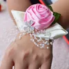 Garland Armband 10 Färger Party Bröllop Bridesmaid Bride Armband Band Corsage Vävd halm Manschult Hand Blommor Mode Tillbehör