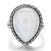 Luckyshine 6 SZTUK Vintage Water Drop White Moonstone Gems Pierścienie dla kobiet Moda Europa Popularne pierścienie Nowe