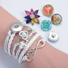 Snap Knappar Armband Band Ringar 18mm Ginger Snaps Charm Multi-Layer Flätade Wrap Armband för Women Menes Mode Smycken