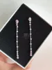 Fashion- Dangle Earrings for Women Single Row Zircon Earrings for Girls Party Jewelry Wholesale Beautiful 925 Sterling Silver Jewelry