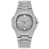Fashion Men Gold Quartz Watches Men's Silver Crystal Diamond Casual Watches Business Man Steel Clock Auto Date