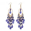 Klassische trendige blaue Kristall lange Quaste baumeln Ohrringe für Frauen Mode indische Ohrringe Perlen Hochzeit Ohrringe Kleiderbügel