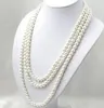 Long 80 inches 7-8MM white AKOYA cultured pearl necklace