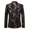 Men's Suits & Blazers Men One Button Gold Foil Stamping Golden Floral Printed Suit Club Stage Wedding Sport Slim Formal Fit Casual Blazer1