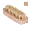 Brosse à ongles en bois poils poitrine double face ovale forme ongles petits brosses de nettoyage