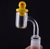 20mm OD plat Top Quartz Banger avec verre jaune canard Carb Cap 10mm 14mm 18mm Joint Quartz Banger clou pour bongs en verre