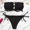 Sexig rosa badkläder Kvinnor Baddräkt Bandeau Bikinis 2020 Mujer Micro Swimsuit Kvinna Push Up Two-Piece Suit Summer