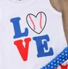 Dziecko baseballowe zestawy odzieżowe dla dzieci bez rękawów Letter List Drukuj Monogrammed Spodenki Spodnie Dla Dzień Niepodległości 3 pc / Set By0991