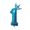 Palloncini foil numero 32 pollici con corona aria ballon decorazioni per feste di compleanno per bambini figura all'ingrosso QW9401