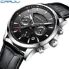 Crrju New Fashion Men Watches Analog Quartz armbandsur 30m vattentät kronograf sportdatum läderband klockor Montre homme2779