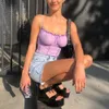 Sexy Camisole Spaghetti Straps Ruffles Crop 2019 Women Purple Backless Sleeveless Vest Top Female Skinny Bralette