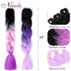 Николь 24inch Omber Jumbo Brawing Crochet Hair New Style мягкий канекалон Fieber Blackpurplue Color Rainbow Synthetic Hair Ext5825843