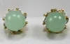 ファッション・アルPOR MAYOR DE 10MM LUZ VERDE JADE Natural DE 18KGP Incrustaciones De Cristal Pendientes