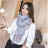 Gros-Hiver Épaissir Foulards À Carreaux Femmes Long Style Cachemire Gland Écharpe Pashmina Étudiant Casual Mode Plaid Foulards Châle À Vendre