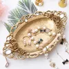 [DDisplay]Retro Style Golden Jewelry Plate Vintage Bracelet Organizer Tray Classical Style Necklace Storage Glamour Earrings Display Holder