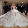 Sheer V-Neck Wedding Dresses Couture Long Sleeves Middle East Ball Gown Wedding Dresses Robe De Mariee Dubai Kaftans Vestido De No247k