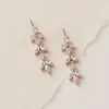 Crystal Bridal Earrings Silver Rose Gold Leaves Earrings Rhinestone Wedding Earrings Studs CZ Dangle Bridal Jewelry Bridesmaid Gif214M
