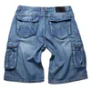 Sommer Große Größe 40 42 44 46 Männer Hip Hop Cargo-Shorts Denim Knie Länge Lose Baggy Jeans Shorts Multi taschen Männlichen Streetwear191k