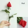 Longitud 56cm Real Touch Real Seda artificial Rose Bud Simulación Flor Rose Decoración para el hogar Mano de la boda Holding Bride Fake Wreath Bouquet