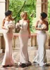 Straps Fashion Spaghetti Mermaid Bridesmaid Dresses Backless White Lace Applique Sweep Train Plus Size Maid Of Honor Gown Custom Made