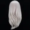 Sidodel Naturlig Long Platinum Blondwig Högtemperatur Fiber 360 Lace Syntetisk Lace Front Wig för vita kvinnor