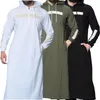 2020 New Men Gown Muslim Arabian Robe Solid Color Full Length Sweatshirt Long-sleeved Hooded Islamic Male Casual Clothing