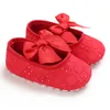 Chaussures pour bébés filles, couleur unie, avec nœud papillon, pour premiers pas, chaussures de princesse à fond plat et souple, plusieurs couleurs, SHL106