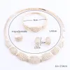 African Beads Wedding Accessories Jewelry Sets Crystal Gold Color Bridal Necklace Bracelet Earrings Rings Set For Women