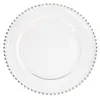 32 cm runde, mit Perlen überzogene Geschirrteller, Glas, transparent, westliche Lebensmittelpolsterplatte, Hochzeit, Tischdekoration, Küchenutensilien, GGA3205-1
