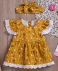 DHL Nyfödda Baby Girls Lace Romper Kortärmad Höst Vår Romper För Spädbarn Spädbarn Baby Rompers Headband 0-24m DHL Gratis Ship By0826