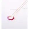 Médaillons DMBS033 gradient rouge à facettes Sapphire pendentif femelle jaune 14k injection d'or sourire clavicule collier cadeau